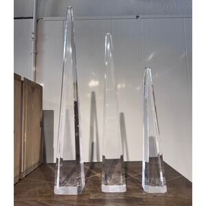 Vintage Mid Century Herb Ritts Astrolite Obelisks Set of 3 Lucite Modern Large